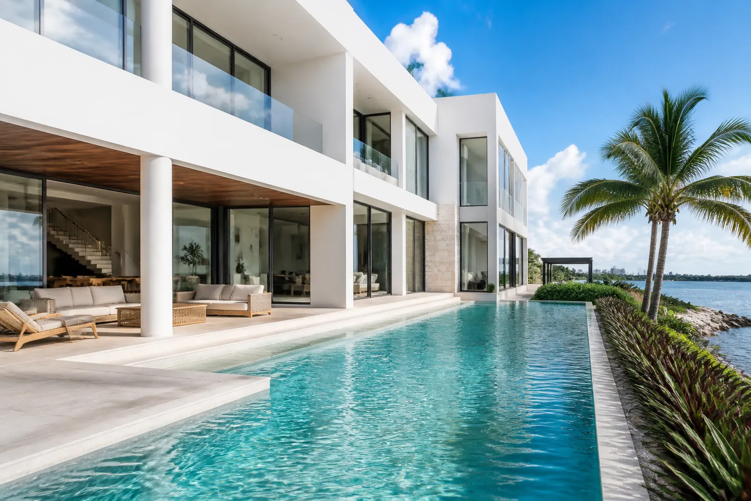 Residencia Cancún con alberca y fachada contemporánea